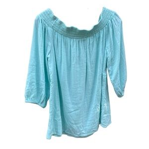 Vineyard Vines Cowl Neck 3/4 length sleeves aqua‎ shirt